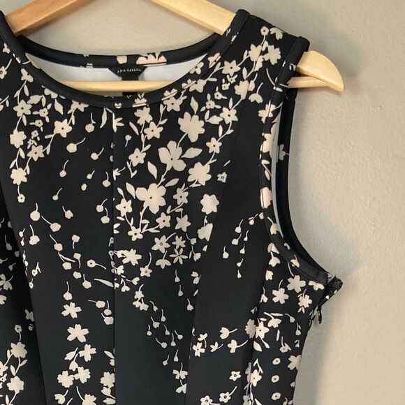 Ann Taylor NWOT sleeveless fit & flare black/cream dress 10 - Picture 3 of 8